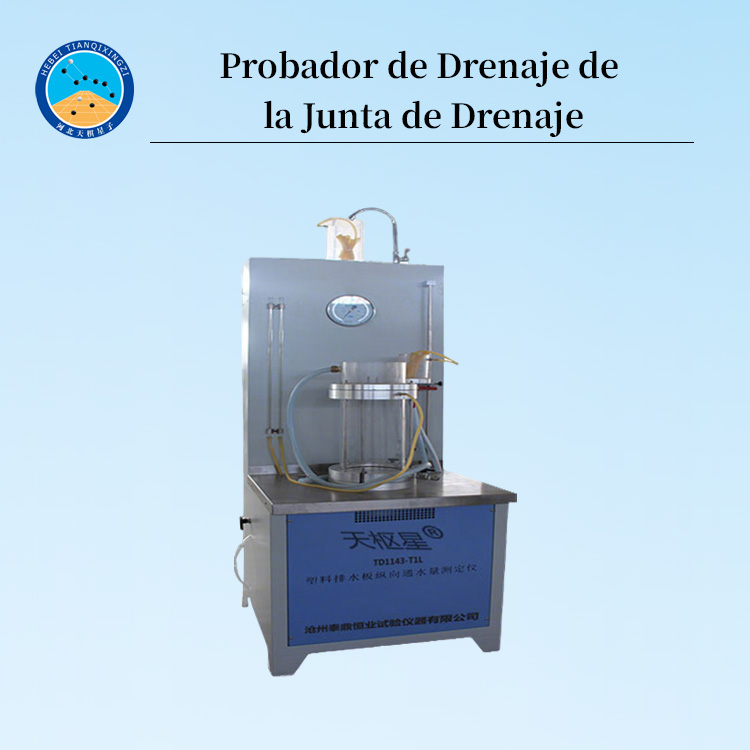 Probador de caudal longitudinal para bandas de drenaje de plástico geosintético